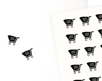 S041 Clear Shopping stickers, Shopping cart sticker, Clear planner stickers, Mini size sticker, ECLP sticker, passion planner, happy planner