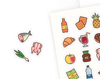 M188 ASSORTED Food stickers / Food  icon stickers / Food stickers / Matte Planner stickers / ECLP / Journal stickers