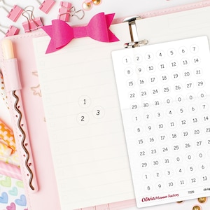 70 pcs Round Number Stickers. Month sticker, number label, round number sticker, transparent sticker, clear sticker (T029)