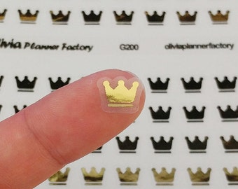 48pcs Crown gold foil clear sticker / crown sticker / king sticker / gold foil sticker / foil sticker / clear sticker (G200)
