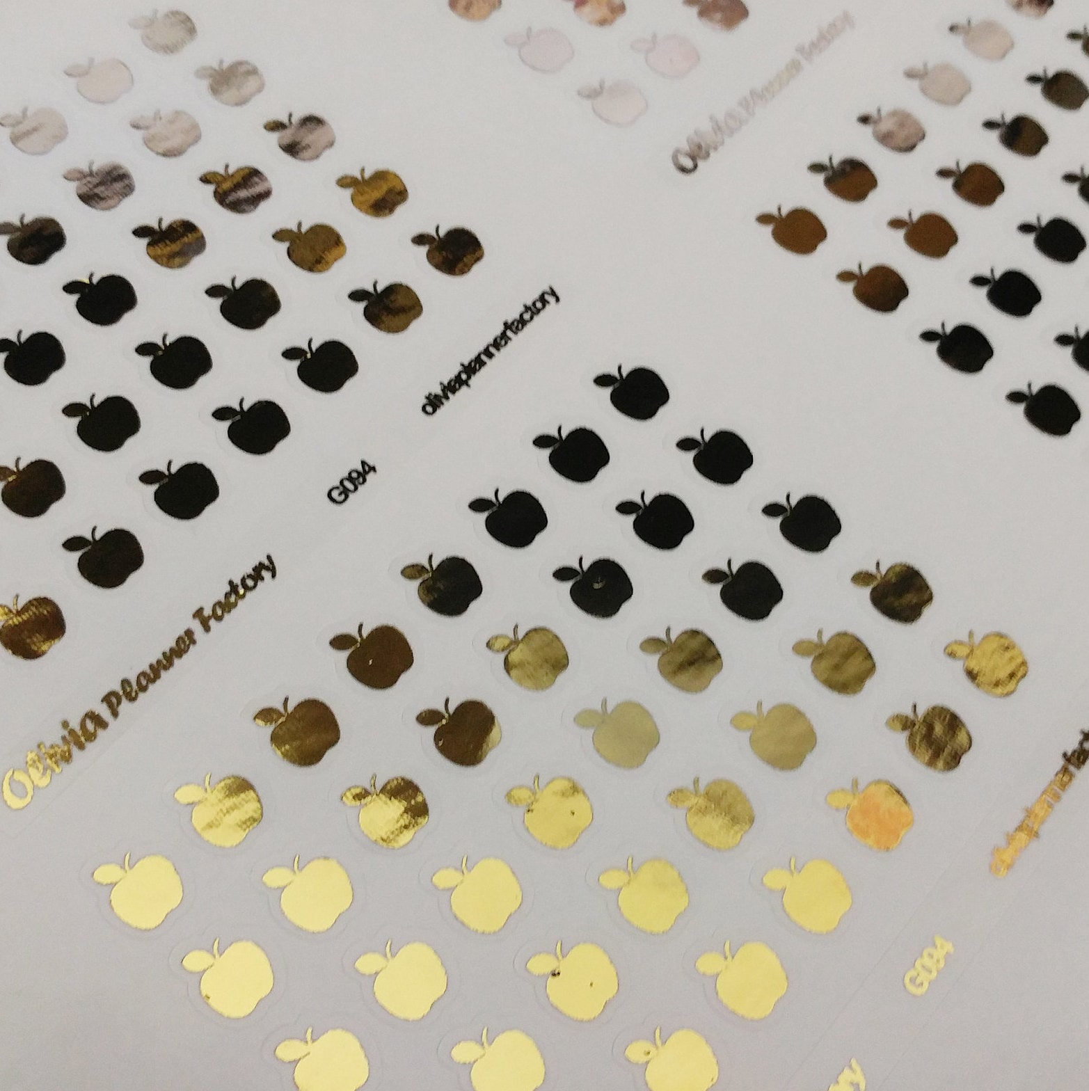 40pcs Gold Foil Apple Sticker / Apple Sticker / Gold Apple Sticker ...