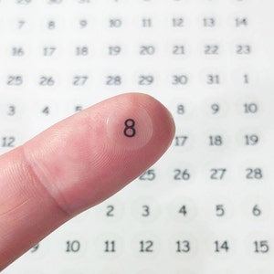 124 pcs Round Number Sticker. month sticker, number label, round number sticker, transparent sticker, clear sticker T006