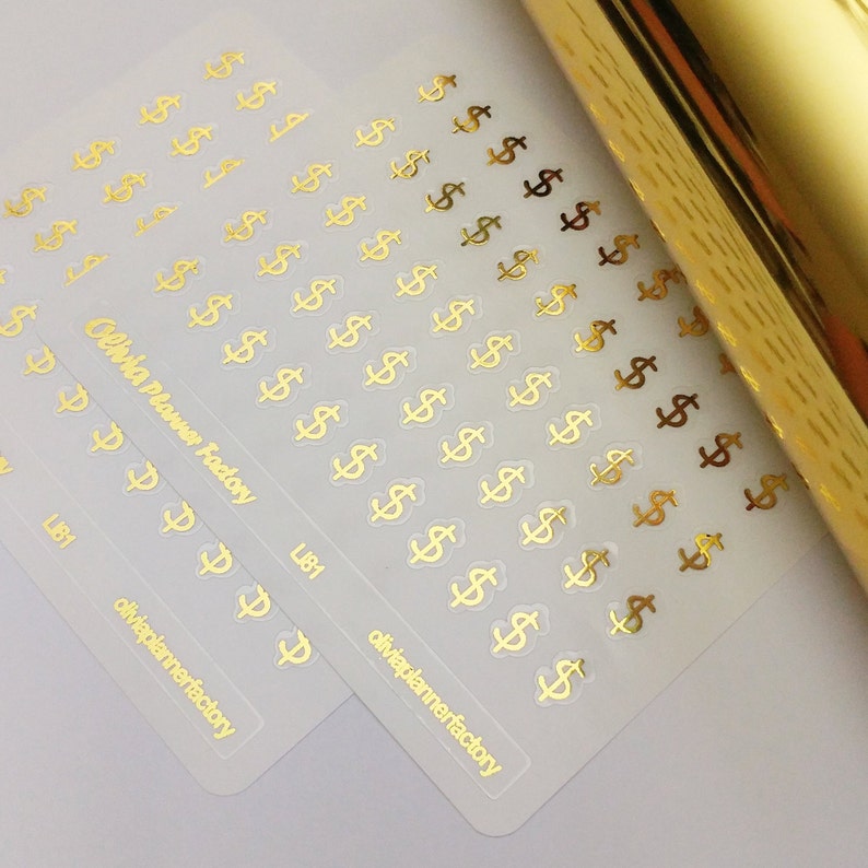 G181 Foiled Money Sticker, Dollar Label, Coin Icon, ECLP Sticker, Erin ...