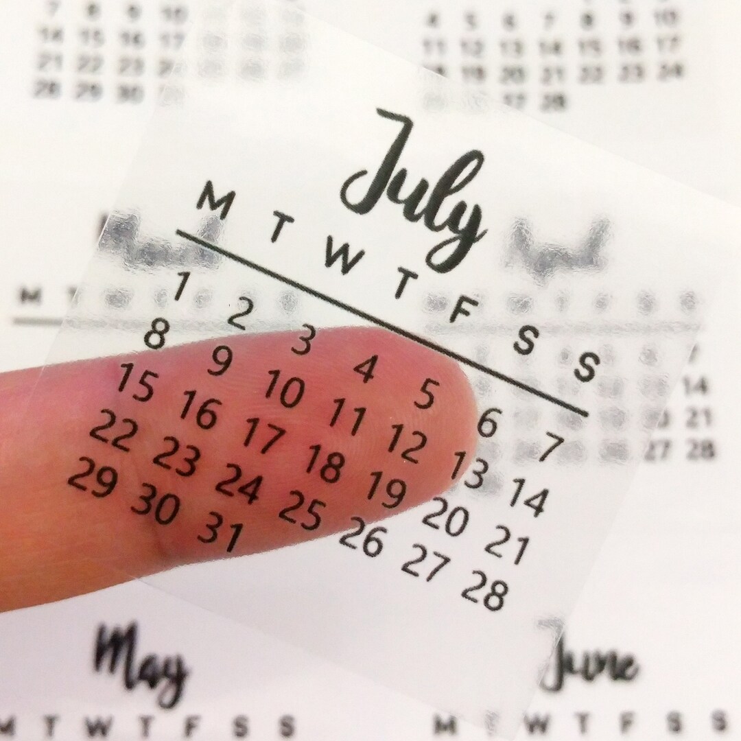 T009 2025 Monday Start Clear Mini Calendars Sticker, Calendar Sticker