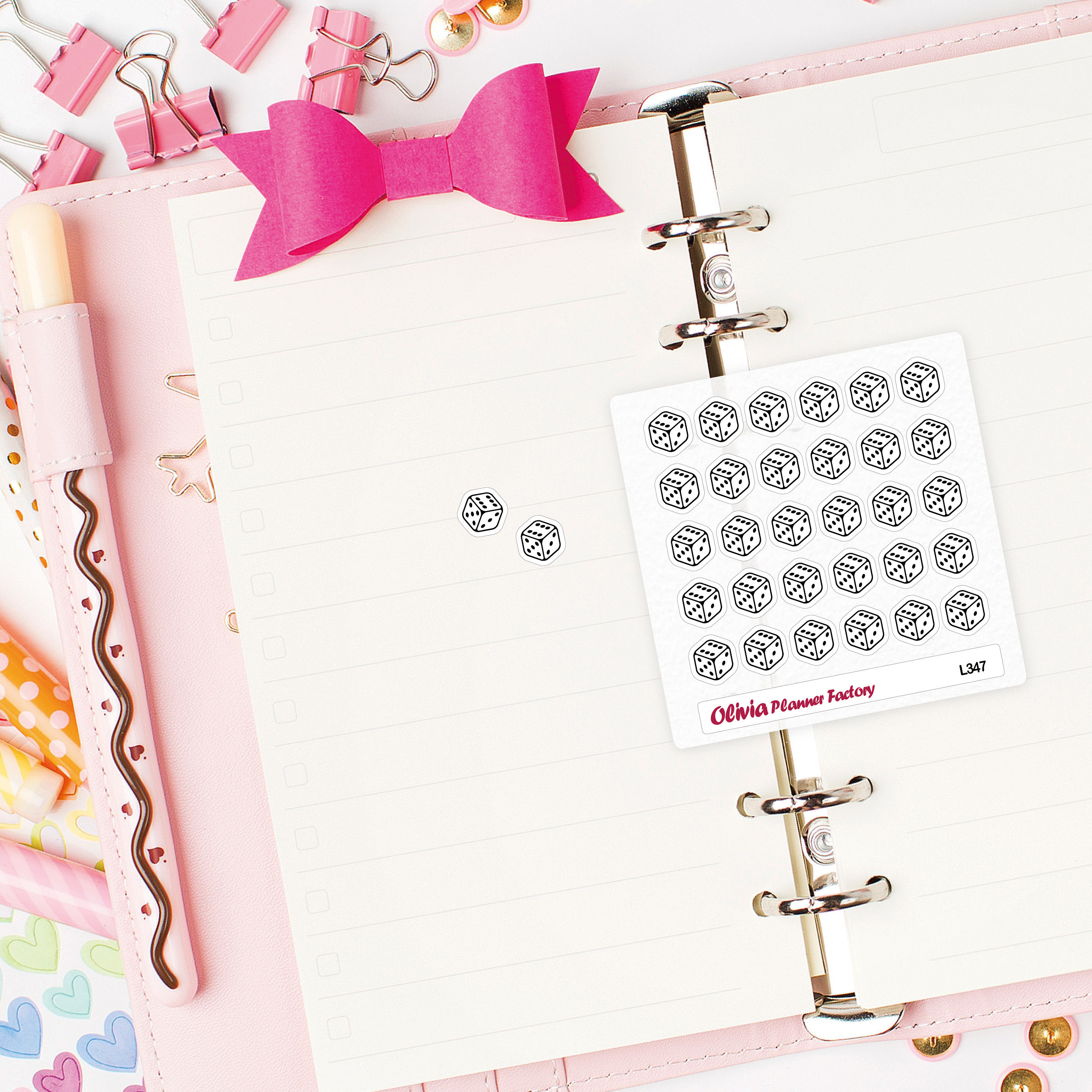 L347 Clear Dice Sticker, Game sticker, Clear planner stickers, Mini size sticker, ECLP sticker, passion planner, happy planner