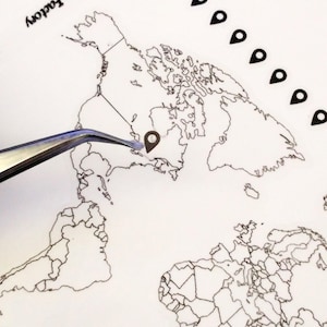 T014 pegatina de mapa del mundo + pegatina de marcadores de mapa, pegatina eclp, agenda Passion Planner, agenda Happy Planner