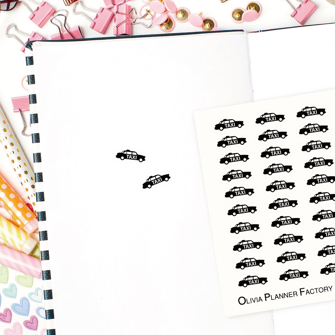 S027 Clear Taxi Stickers, Car Stickers, Clear Planner Stickers, Mini ...