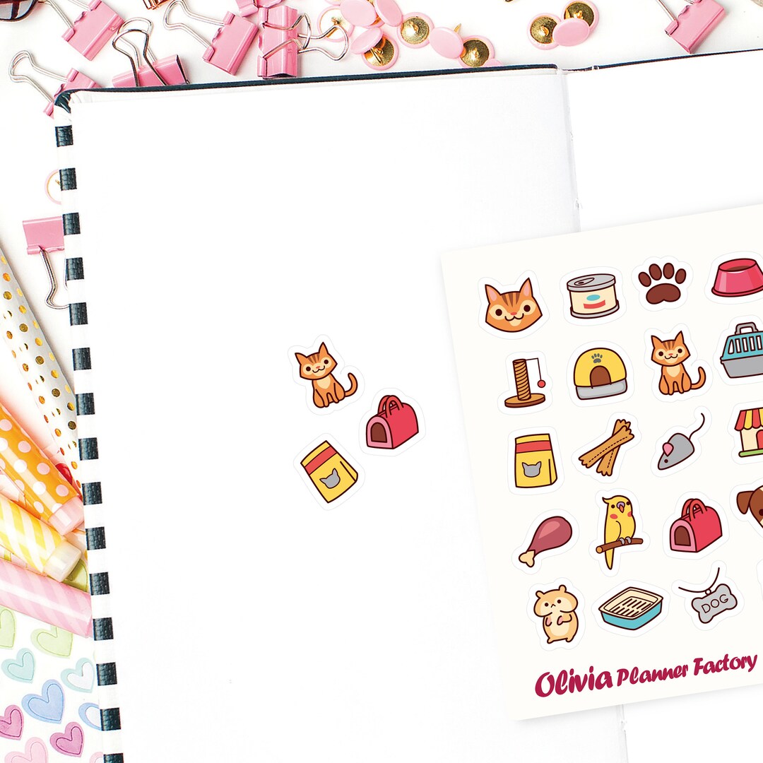 Pets Rectangular Note Sticker M186 ASSORTED PET Stickers / Pet Icon Stickers / Pet Stickers / Matte ...