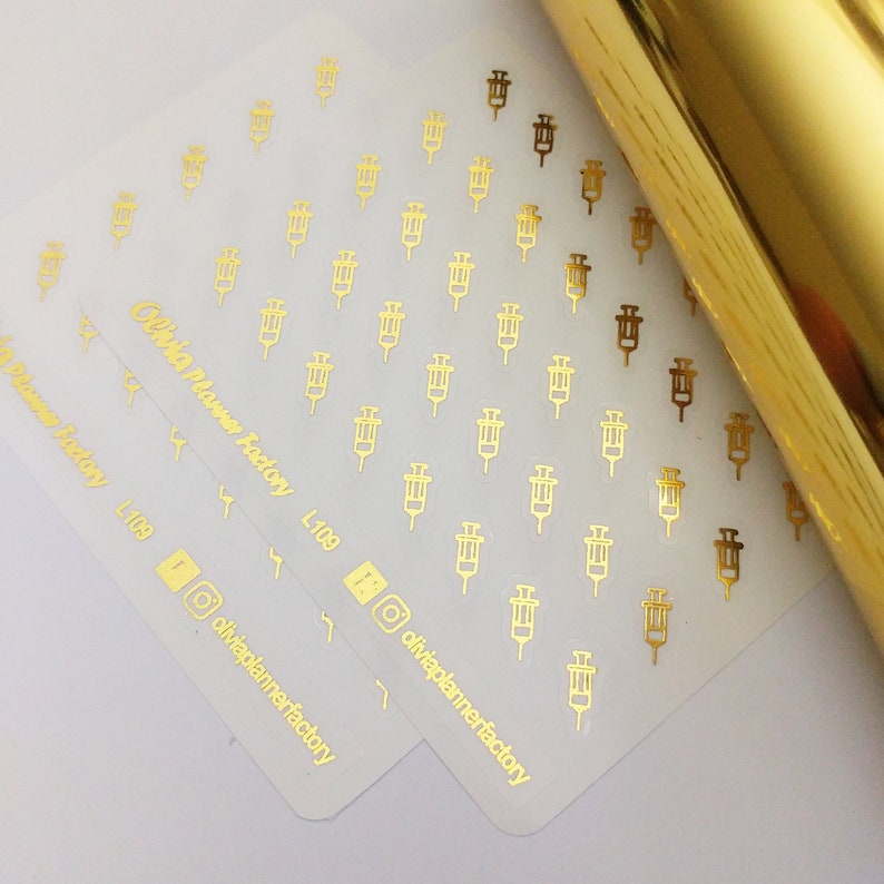 G109 Foiled Syringe Sticker Injecting Label Syringe Icon - Etsy