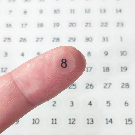 124 pcs round number sticker. month sticker, number label, round number sticker, transparent sticker, clear sticker t006