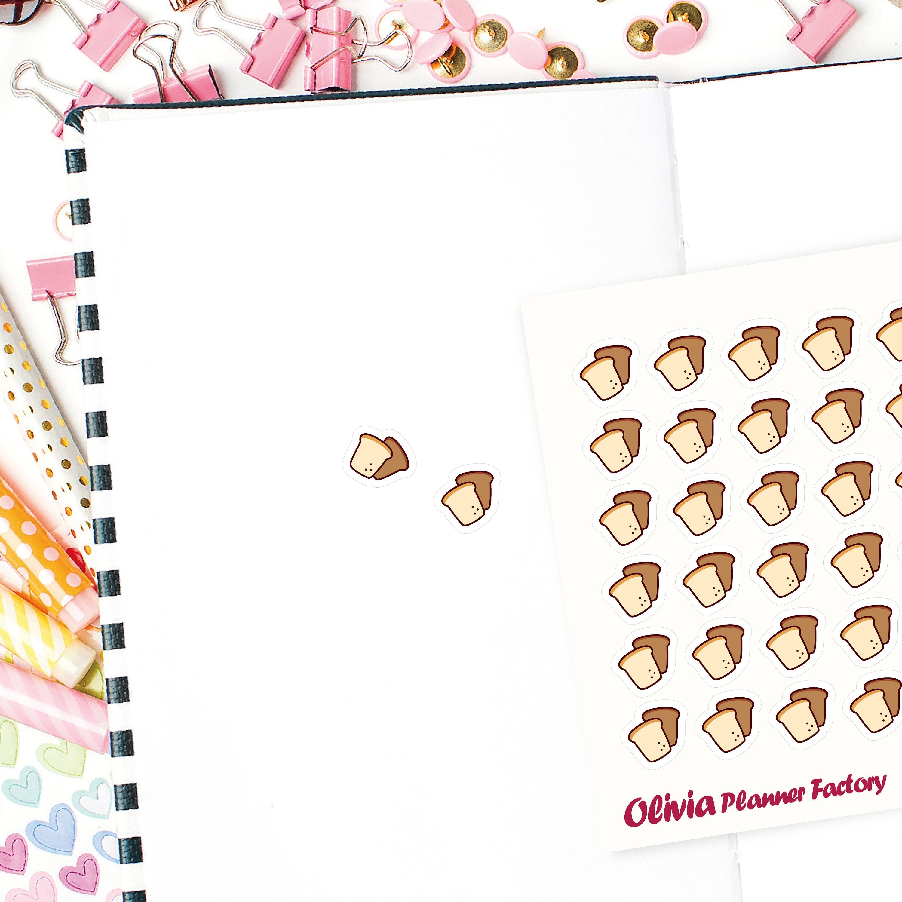 M197 Bread Stickers / Slice Bread Stickers / Food Stickers / Cute ...