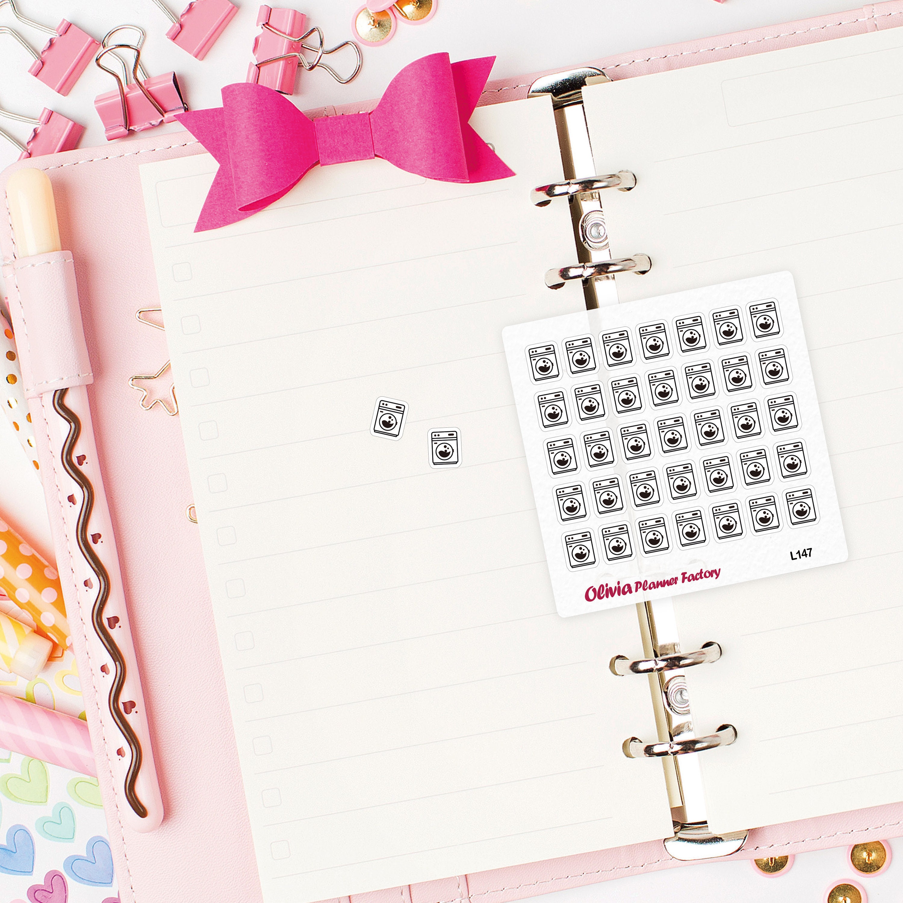 L147 Clear Planner sticker. clear laundry sticker, laundry label, lau…
