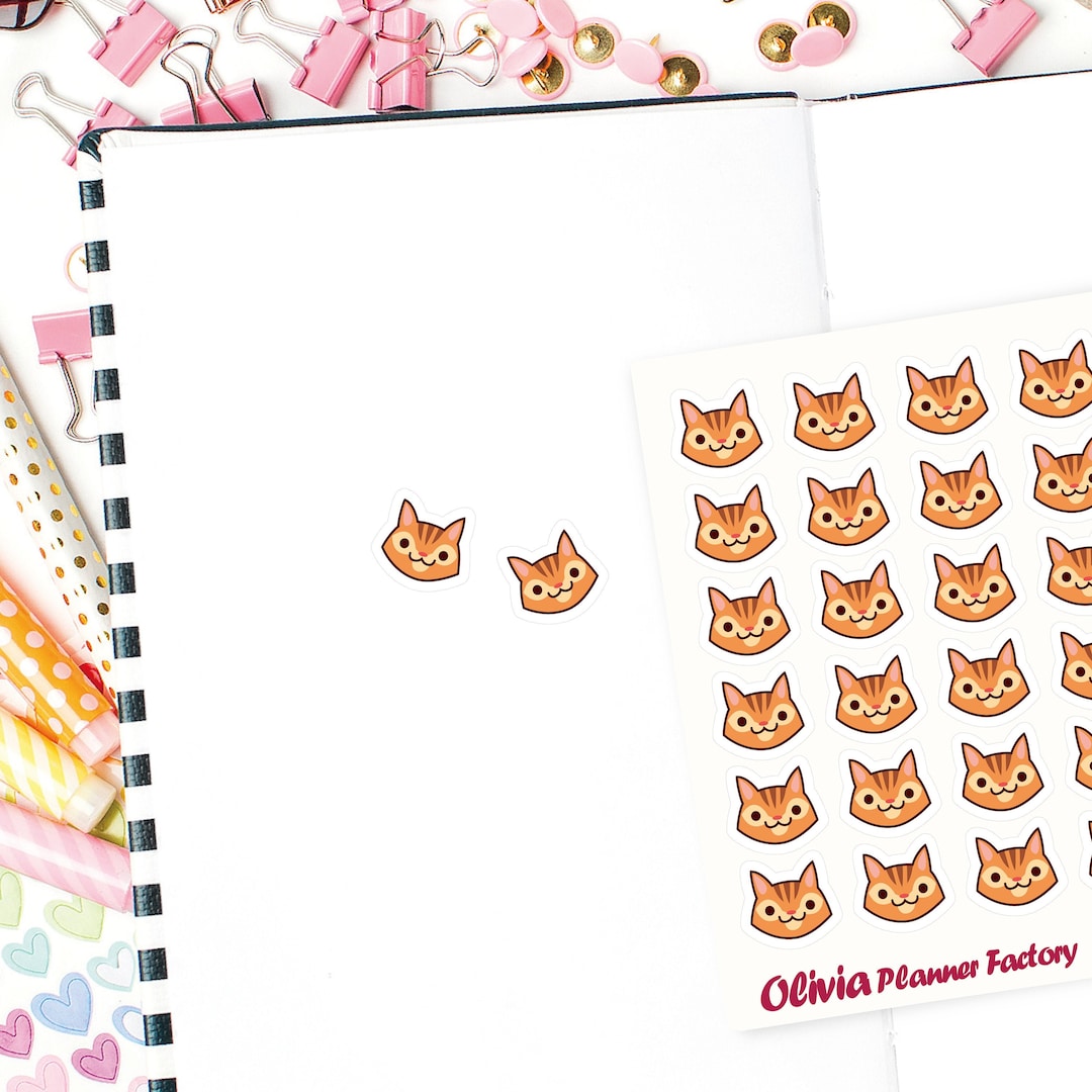 M152 CAT Stickers / Cat Face Stickers / Pet Stickers / Matte Planner ...