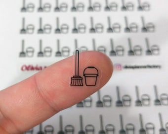 L146 clear waterproof planner sticker. clear cleaning sticker, cleaning label, cleaning icon, transparent sticker, clear sticker