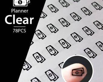 Clear Waterproof Planner Sticker. money sticker, payday sticker, bill sticker, transparent sticker, clear sticker (L143)