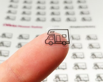 Clear Waterproof Planner sticker. clear RV car sticker, vacation label, camping icon, transparent sticker, clear sticker (L218)