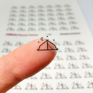 Clear Waterproof Planner sticker. clear camping sticker, vacation label, tent icon, transparent sticker, clear sticker (L213)