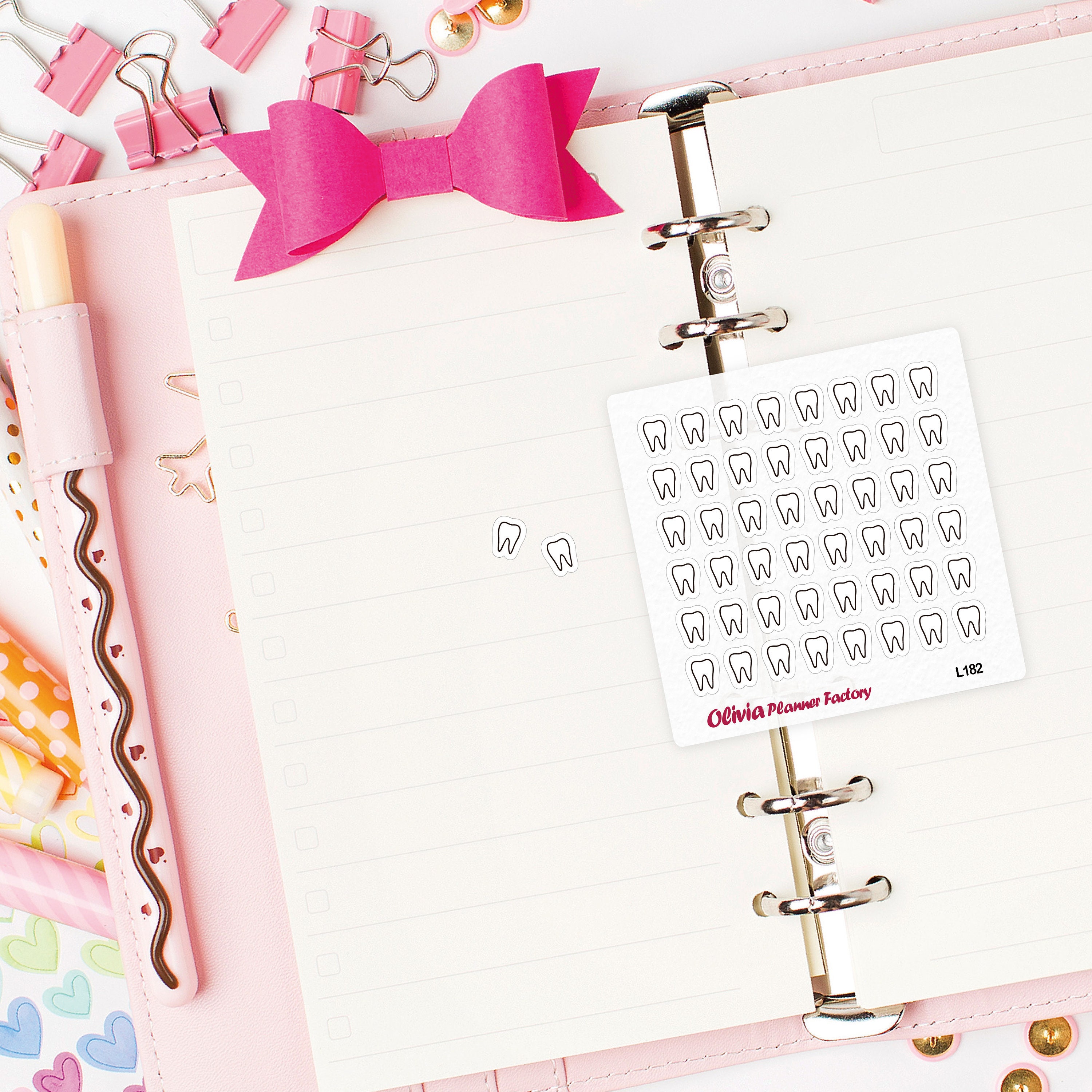 L182 Clear Planner sticker. clear dental sticker, tooth label, dentis…