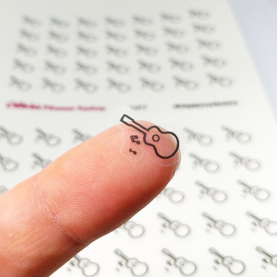 Clear Waterproof Planner sticker. clear guitar sticker, vacation label, music icon, transparent sticker, clear sticker (L217)