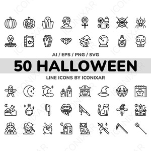 Halloween Outline Icon Pack, SVG, PNG, Vector Icons - Etsy