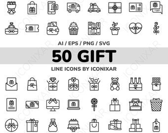 Gift Outline Icon Pack, SVG, PNG, Vector Icons