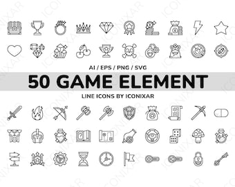 Game Element Outline Icon Pack, SVG, PNG, Vector Icons
