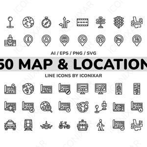 Map & Location Outline Icon Pack, SVG, PNG, Vector Icons