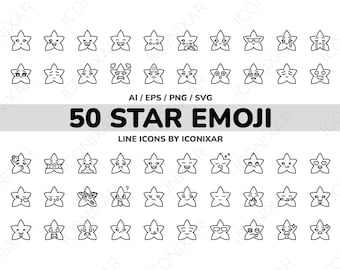 Star Emoji Outline Icon Pack, SVG, PNG, Vector Icons