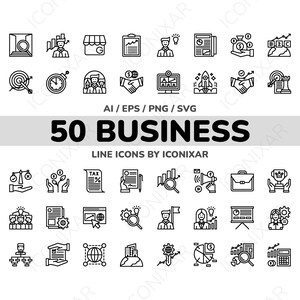 Business Outline Icon Pack, SVG, PNG, Vector Icons - Etsy