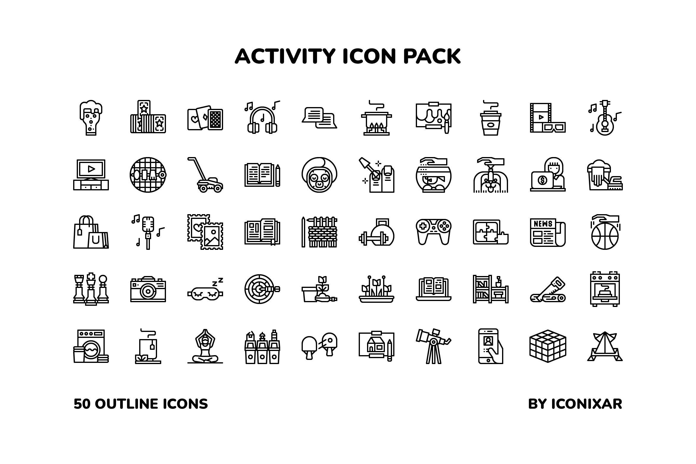Activity Outline Icon Pack, SVG, PNG, Vector Icons - Etsy