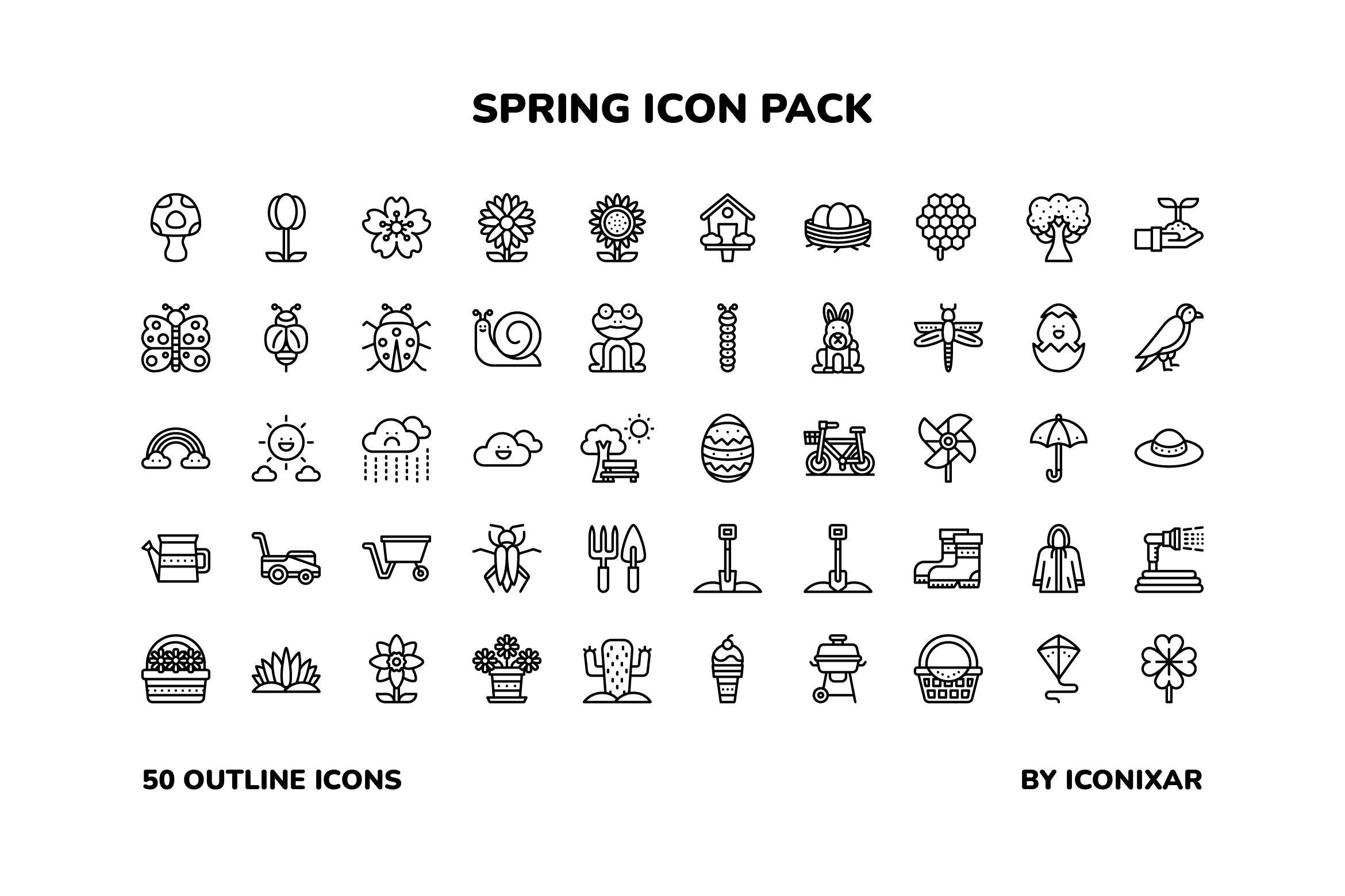 Spring Outline Icon Pack, SVG, PNG, Vector Icons - Etsy