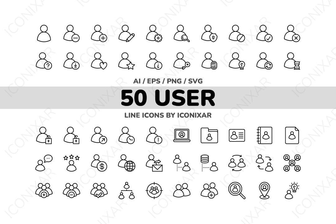 User Outline Icon Pack, SVG, PNG, Vector Icons - Etsy