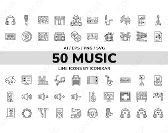 Music Outline Icon Pack, SVG, PNG, Vector Icons