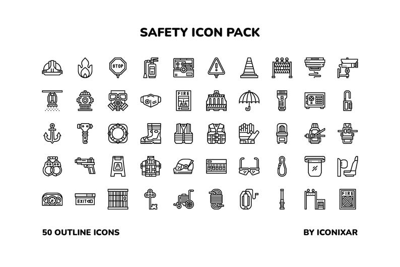 Safety Outline Icon Pack, SVG, PNG, Vector Icons - Etsy