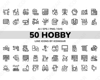 Hobby Outline Icon Pack, SVG, PNG, Vector Icons