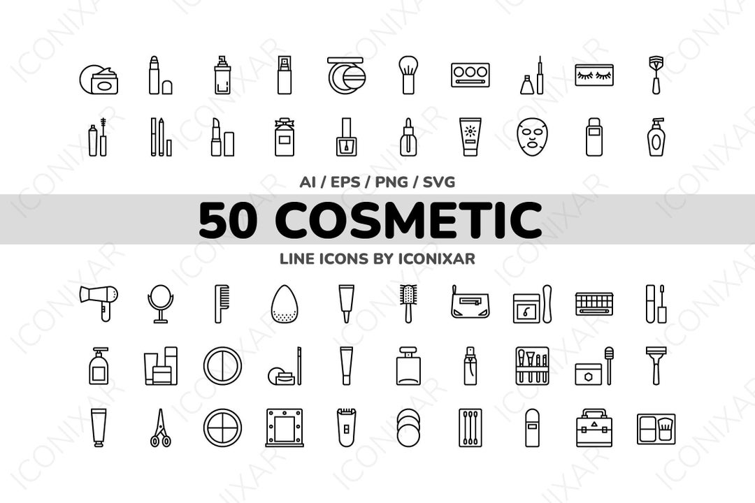 Cosmetic Outline Icon Pack, SVG, PNG, Vector Icons - Etsy