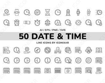 Date Time Outline Icon Pack, SVG, PNG, Vector Icons