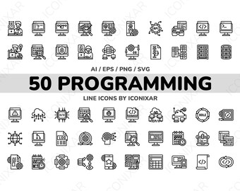 Programming Outline Icon Pack, SVG, PNG, Vector Icons