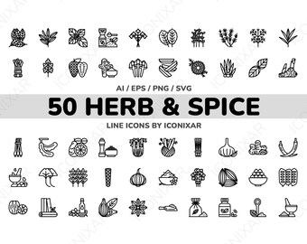 Herb and Spice Outline Icon Pack, SVG, PNG, Vector Icons