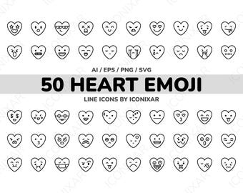 Heart Emoji Outline Icon Pack, SVG, PNG, Vector Icons