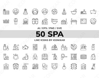 Spa Outline Icon Pack, SVG, PNG, Vector Icons