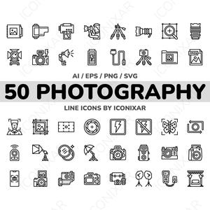 Photography Outline Icon Pack, SVG, PNG, Vector Icons