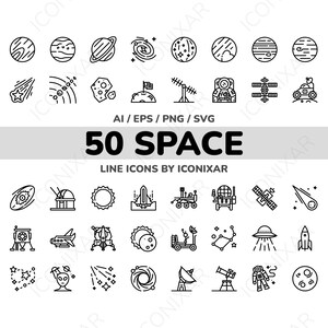 Space Outline Icon Pack, SVG, PNG, Vector Icons - Etsy