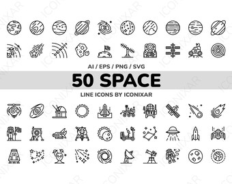 Space Outline Icon Pack, SVG, PNG, Vector Icons