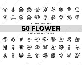 Flower Outline Icon Pack, SVG, PNG, Vector Icons