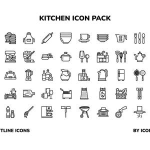 Kitchen Outline Icon Pack, SVG, PNG, Vector Icons - Etsy