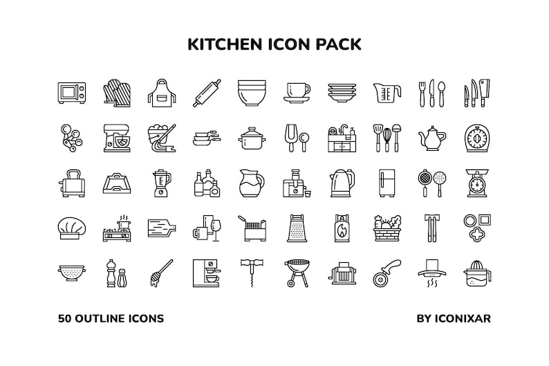 Kitchen Outline Icon Pack, SVG, PNG, Vector Icons - Etsy