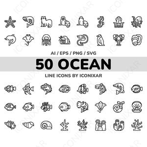 Ocean Outline Icon Pack, SVG, PNG, Vector Icons