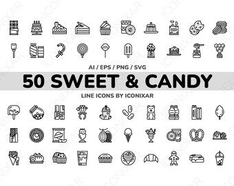 Sweet Candy Outline Icon Pack, SVG, PNG, Vector Icons