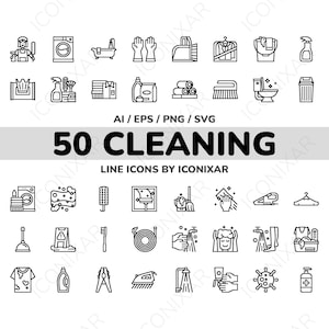 Cleaning Outline Icon Pack, SVG, PNG, Vector Icons